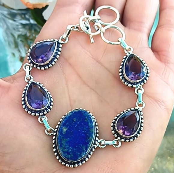 Larimar Inc Jewelry - 💜Lapis & Amethyst Sterling Silver Bracelet